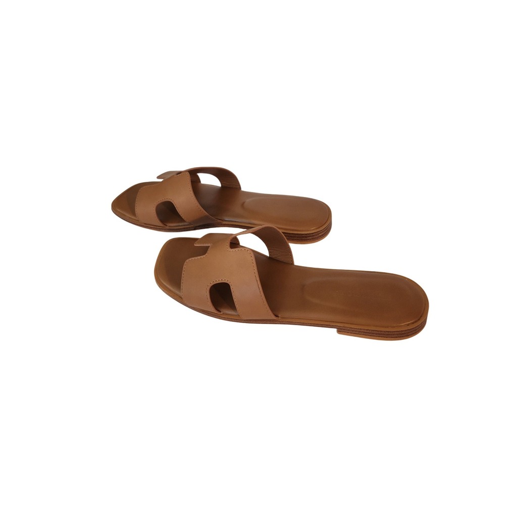 French Cloud Memory Foam H-Cutout Slide Sandals Brown Flat 8.5M - Picture 7 of 8